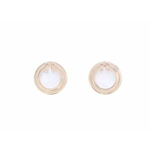 Tiffany Gold Mother Pearl T Two Circle Shell Earrings